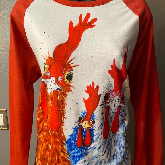 NO LABEL Funny Chicken Baseball Style T-Shirt - Picture 2 of 16